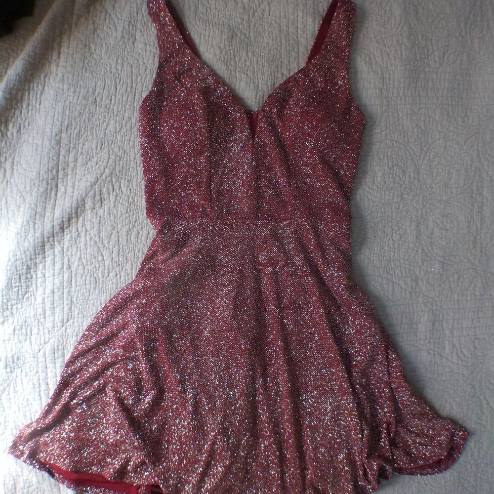 Red Sparkle Fit and Flare Mini Dress